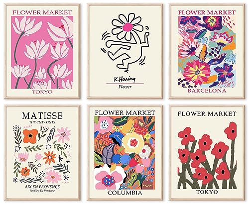 El Mejor Listado de Pósteres - los preferidos. 46 RETRART Arte de Pared del Mercado de Flores, Pósteres de Matisse y Cuadros de Flores - Juego de Impresión Abstracta para Recámara y Sala de Estar - 8'x10' Sin Marco