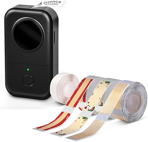 Phomemo D30 - Etiquetadora con 4 cintas patrón negro sobre Navidad color dorado adhesivo térmico de mezcla de nieve cinta adhesiva autoadhesiva 0551 Phomemo D30 - Etiquetadora con 4 cintas patrón negro sobre Navidad color dorado adhesivo térmico de mezcla de nieve cinta adhesiva autoadhesiva 0551