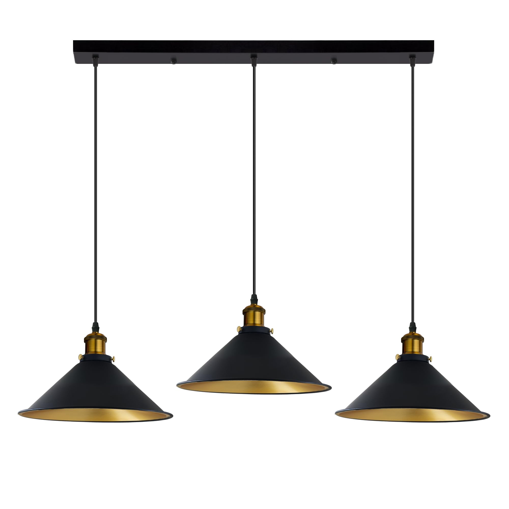 LEDSone Industrial Ceiling Cone Shade Black Pendant Light Kitchen Restaurant Bar Balcony Hanging Pendant Light (Style 3, Without Bulb)