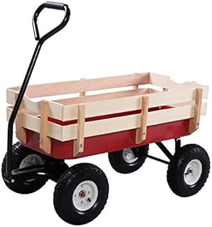 COSTWAY Garden Wagon Outdoor Children Trolley Cart Kids Trailer Pull Along Transport Heavy Duty