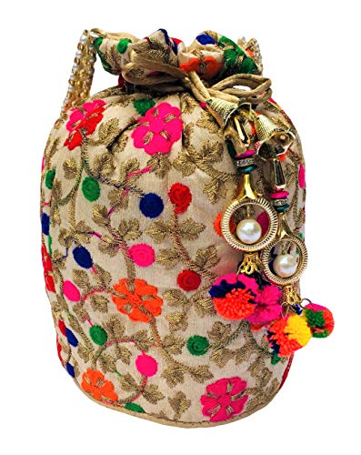 FILORA AILTINO Women's Rajasthani Silk Embroidery Ethnic Stylish Potli Bag (Multicolour)-Combo of 2 - Image 6