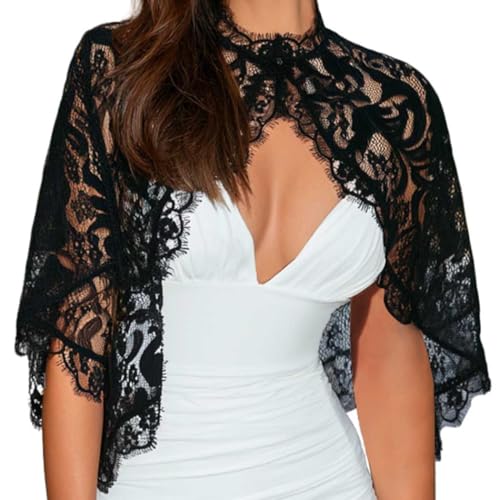 JAKAWIN Wedding Shawl and Wrap Shrug Flower Lace Cape...