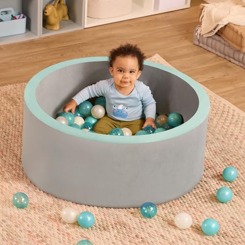 Image of B. toys Soft Foam Ball Pit with 100 Crush-Resistant Balls | Indoor foam ball pit with removable machine-washable cover, includes 1 pit and 100 crush-resistant balls, 12+ Months