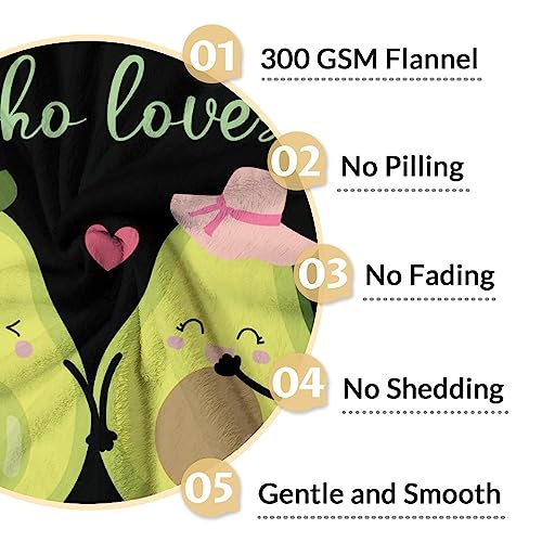 Blanket for Girls - 40"x50" Cute Avocado Throw Gifts - Black Soft Fuzzy Blankets for Bed, Couch & Living Room