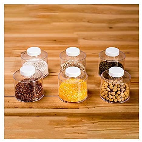 Citaaz Acrylic Transparent Spice Tower Container Set, 6 Bottle Spice Rack, Spice Tower, Space Saving Kitchen Spice Jars, Herbs, Condiments, Spices Seasoning Box Jars with Lids