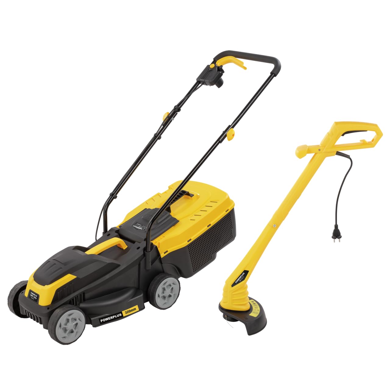 Powerplus Tondeuse Gazon et Coupe-Bordure Électrique POWXG62205T - Tondeuse à Gazon de 1300 W et 320 mm Ø et Coupe-Bordures de 250 W et 220 mm Ø, Outil de Jardin