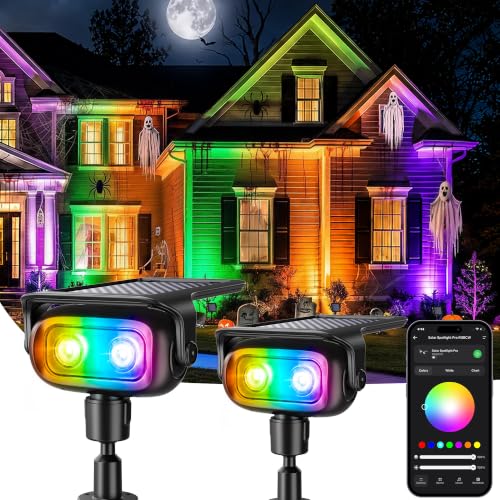 Image of Brizled Smart Solar Spot Lights, 2 Pack Color Changing Outdoor Spotlights