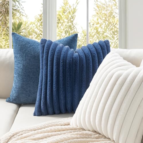 Image of MIULEE Faux Fur Lumbar Decorative Throw Pillow Covers 12x20 Set of 2 White | Modern Spring Home Decor Soft Plush Couch Pillows Cozy Fluffy Cushion Covers for Sofa Bed Living Room