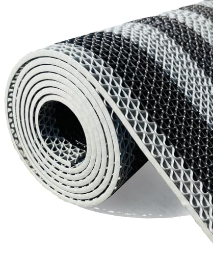 Image of Double Colour Anti Skid & Multipurpose /Bathroom Mat /Shower Mat /Carpet /Rugs /Rainmat /Swimming Pool Mat|Waterproof Doormat for Indoor /Outdoor Home Office Entrance| (Black-Grey, 2x18Ft)