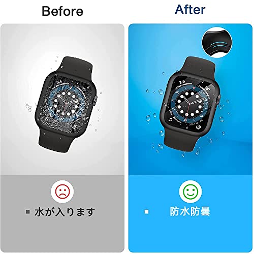 LIRUWECH Apple Watch 用 防水ケース 41mm-45mm アップルウォッチ第9/8/7世代 用 カバー 一体型 PC素材 全面保護 超薄型 装着簡単 耐衝撃 高透過率 指紋防止 傷防止 (ローズゴールド,41mm)