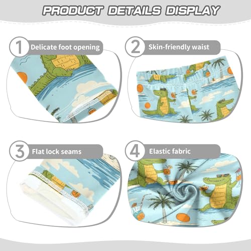 Beach Alligator Sun Palm Girls Leggings Soft Stretch Workout Yoga Dance Pants for Kids Casual Tights3