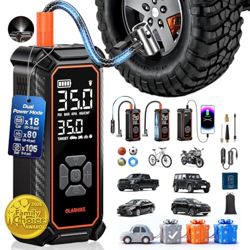OlarHike Cordless Tire Inflator Portable Air Compressor, 150PSI Dual Power - 6000mAh & 12V DC, Air...