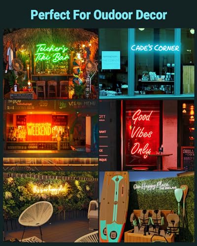 Image of Professional Custom Outdoor Neon Sign for Business, Large IP67 Waterproof Personalized LED Neon Lights, Customizable Logo Light Up Signs for Commerce Office Shop Store Food Trucks Bar Party Wedding