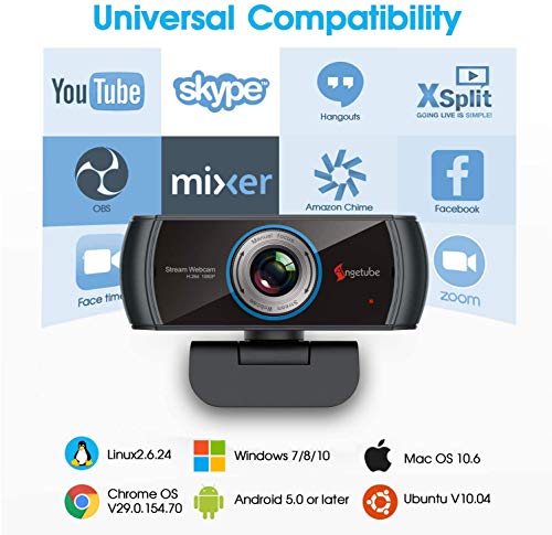 Angetube 1080P Webcam for Streaming, 920 PC Web Camera Calling Video Recording Cam for Windows Mac Conferencing Gaming Xbox Skype OBS Twitch Xsplit GoReact with Microphone & 100-Degree View Angle