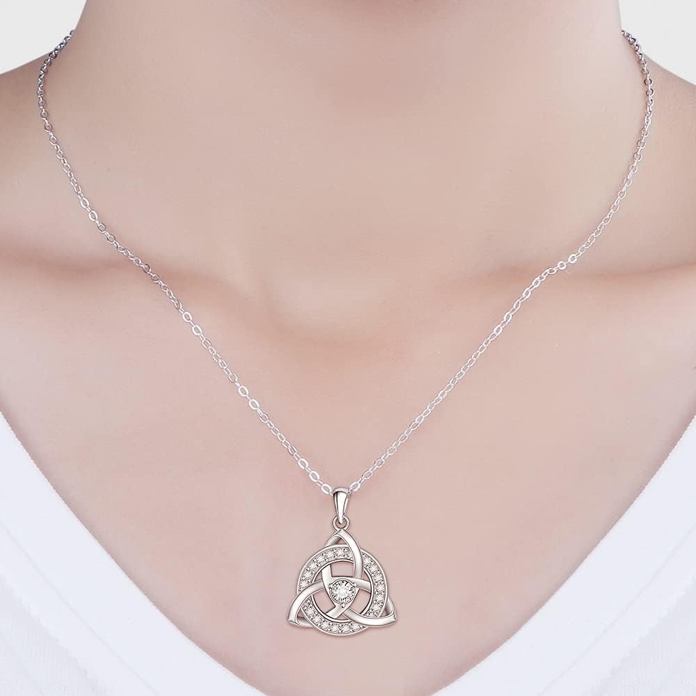 Celtic Knot Necklace Celtic Necklaces for Women Mom and Daughter Love Pendant Sterling Silver Mothers Day Necklace Triquetra Irish Trinity Simple - Image 2