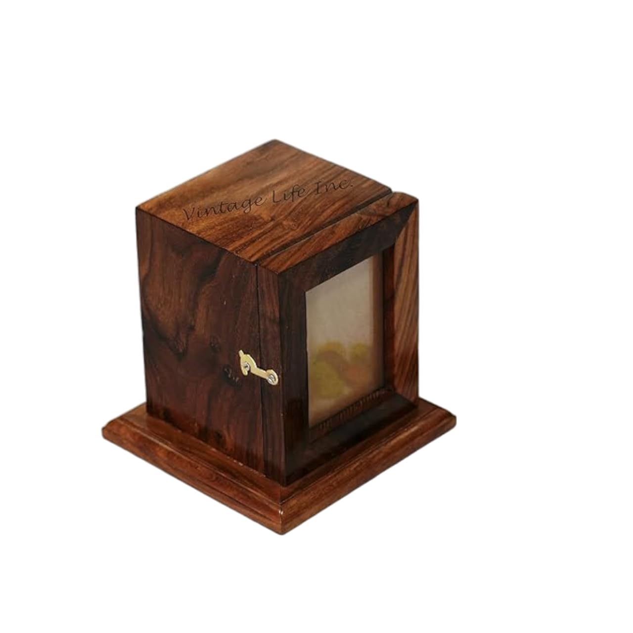 Vintage Life Inc Photo Box Pet Cremation Urn, Personalized Cremation Urns for Ashes, Pet Memorial Keepsake Urns, Wood Keepsake Pet Urns for Dogs Ashes (Medium), vintage4857