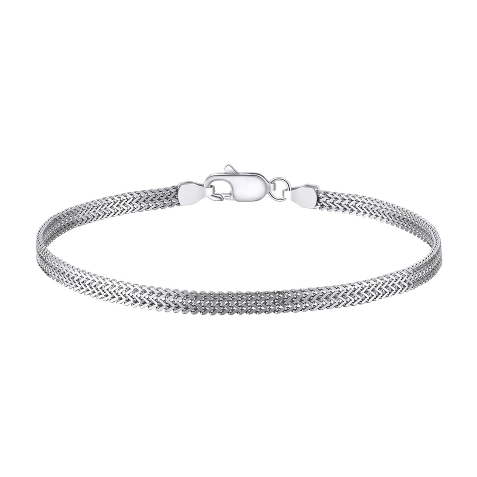 Genérico pulsera de plata mujer Pulsera de malla plana personalizada 2,8 mm con baño rodio en plata, varios tamaños a elegir
