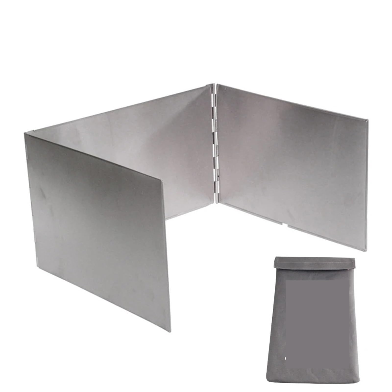 Parabrezza for fornello da campeggio in acciaio inossidabile | Argento, 92,5x19 cm / 33,5x19 cm, campeggio all'aperto, picnic, barbecue: 3 pannelli, custodia