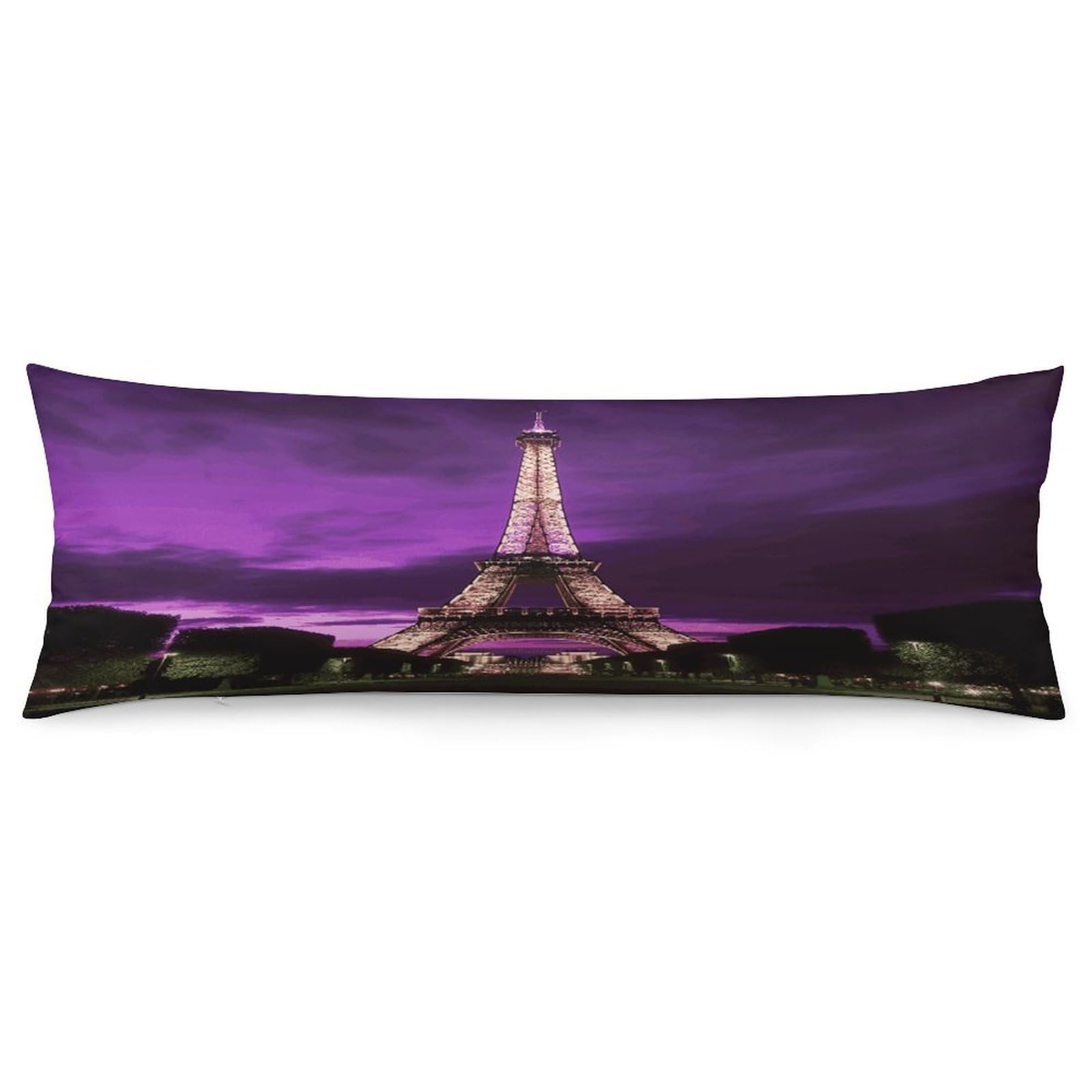 Purple Eiffel Tower Pillowcase Decorative Long Body Pillow Case Soft Breathable Body Pillow Cover Modern Large Pillowcase Cute Body Pillow Pillowcases for Bedroom Couch 18.9 X 53 Inch