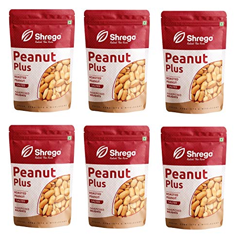 Image of SHREGO Peanut Plus Roasted Peanuts Salted, Snack and Namkeen (6x250g Vacuum Packed) (1500 gm)