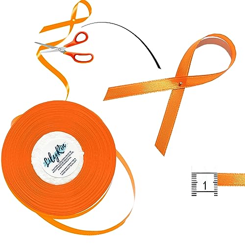 Image of Orange Ribbon 1 /4 Inches 36 Yards Halloween Satin Roll Perfect for Scrapbooking Art Wedding Wreath Baby Shower Packing Birthday Wrapping Christmas Tangerine