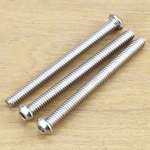 Image of 1 /4-20 x 3 Button Head Socket Cap Bolts Screws, 304 Stainless Steel 18-8, Allen Hex Drive, Bright Finish, Fully Machine Thread, Pack of 10