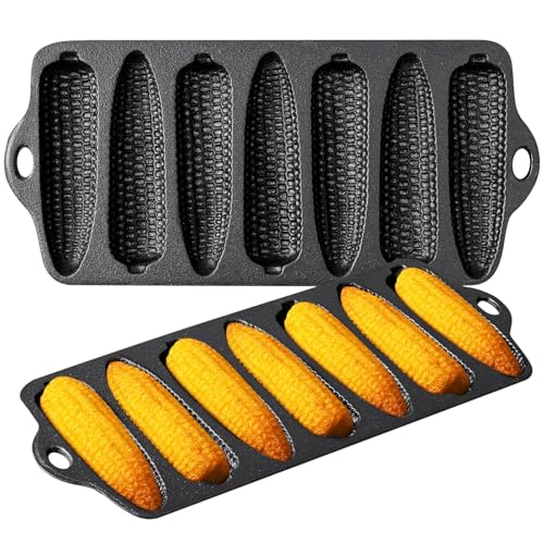Reallnaive 2 Pcs Cast Iron Corn stick Pan Corn...