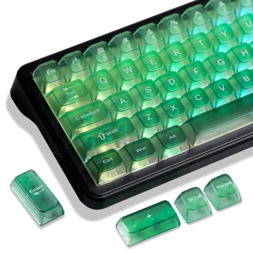Image of dagaladoo Clear keycaps Set,Translucent Keyboard keycaps,Jelly Key caps | Shine Through keycap,MDA Profile Custom keycaps for Mx Switches Mechanical Keyboard(Gradient Green,115-keys)