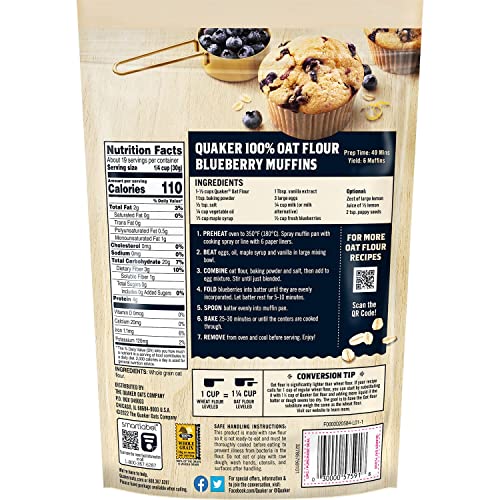 Image of Quaker Oat Flour Stand Up Pouches, 20oz, (3 Pack)