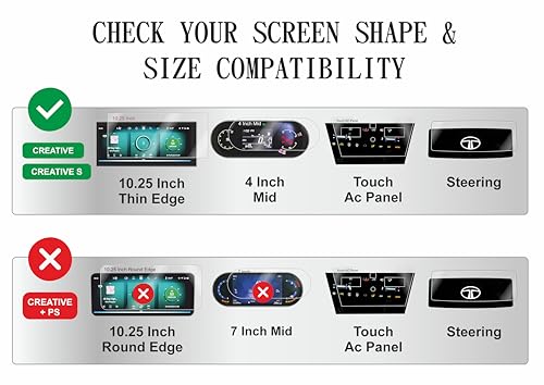 Image of OHAYO 4-in-1 Screen Protector Set for Tata Altroz 2025 | 10.25 inch Infotainment (Thin Edge) + Steering + AC Panel + 4 inch Instrument Cluster Guard | HD Clear | Water Resistant | Anti-Scratch | For Creative / Creative S (Not Tempered Glass)