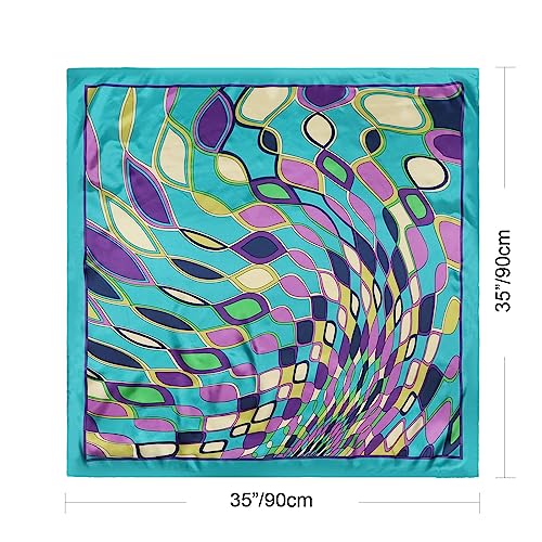 Image of DRESHOW 35 inch Large Square Satin Head Scarf - 4Pcs Silk Accessories Classic Patterned Squares Beach Bandanas for Women