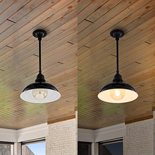 Image of JONATHAN Y Jasper 1-Light Farmhouse 12.25 inch Metal Pendant, Black