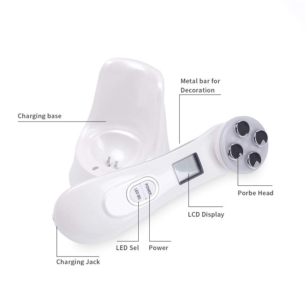 Aparato Facial Ultrasonido, máquina de cuidado reafirmante facial 5 en 1 máquina de estiramiento facial EMS antienvejecimiento eliminación de arrugas estiramiento de la piel