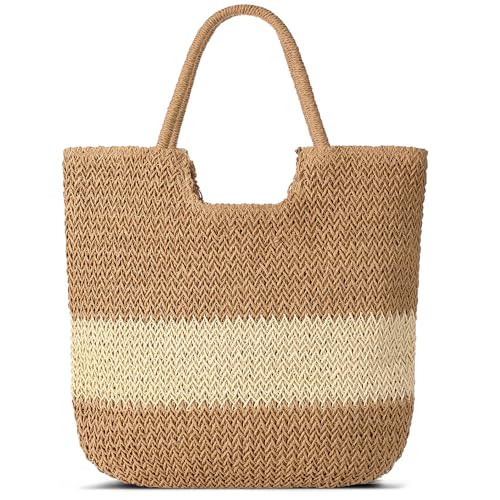 Image of Straw Beach Bags for Women - Summer Woven Tote Bag Shoulder Handbags, Large Beach Bag for Women for Holiday