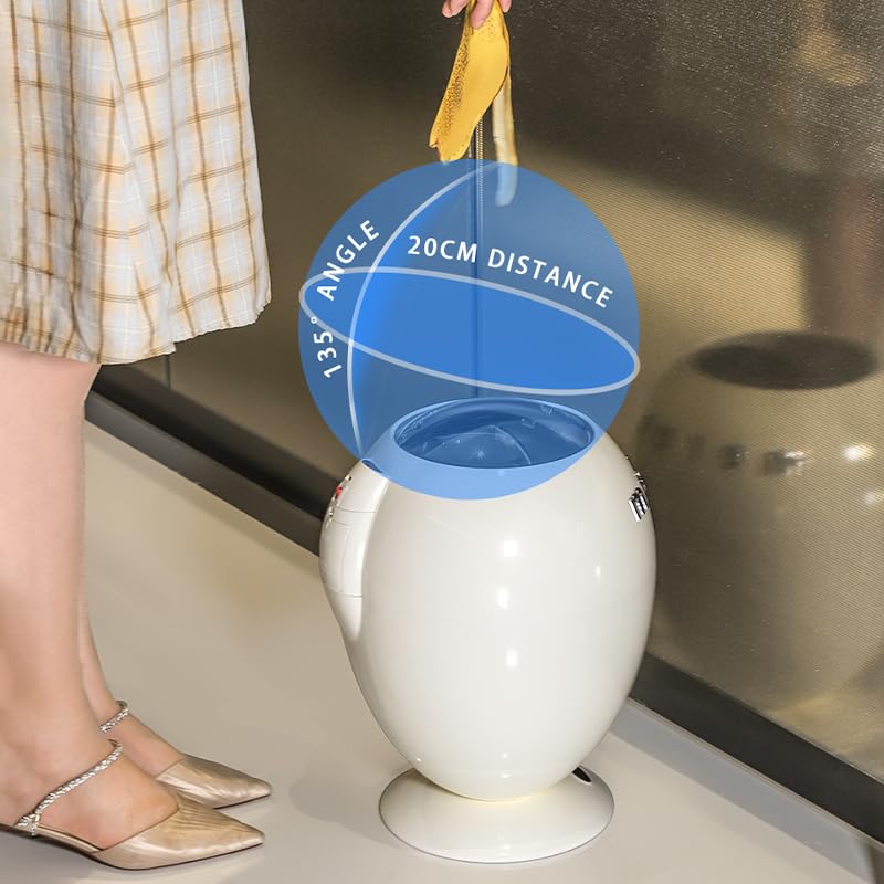 Smart Induction Garbage Can Creative Dinosaur Egg Shape 10L White Simple Cute Living Room Bedroom Kids Room