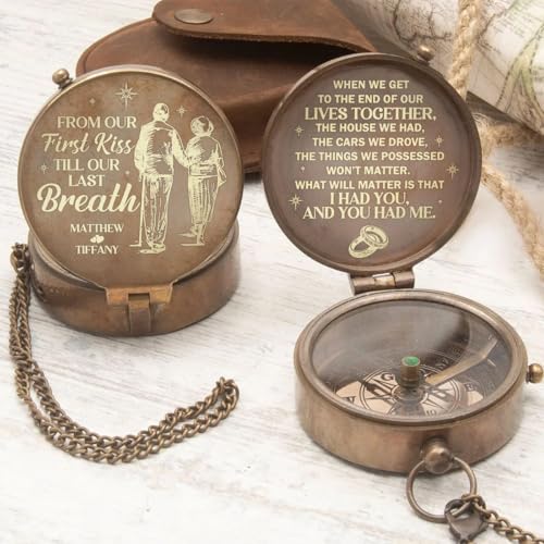 Brújula grabada personalizada para esposo miniatura 6