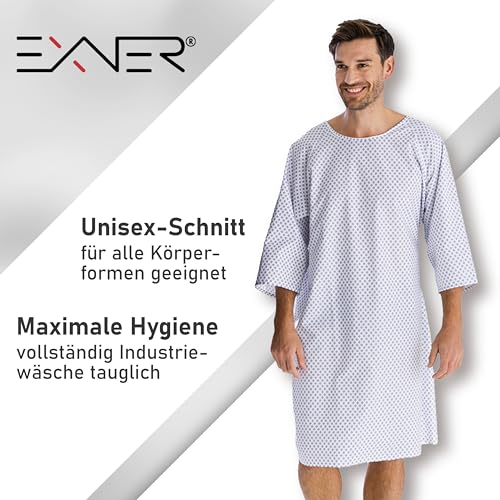 Patientenhemd mit Rückenverschluss – Unisex Einheitsgröße, 100% Baumwolle, Oeko-TEX® Standard 100, pflegeleicht und industriewäschegeeignet, halbarm für mehr Bewegungsfreiheit