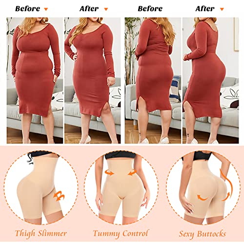 Image of Werena Shapewear Shorts Tummy Control for Women High Waisted Body Shaper Underwear Slimming Slip Shorts Under Dresses
