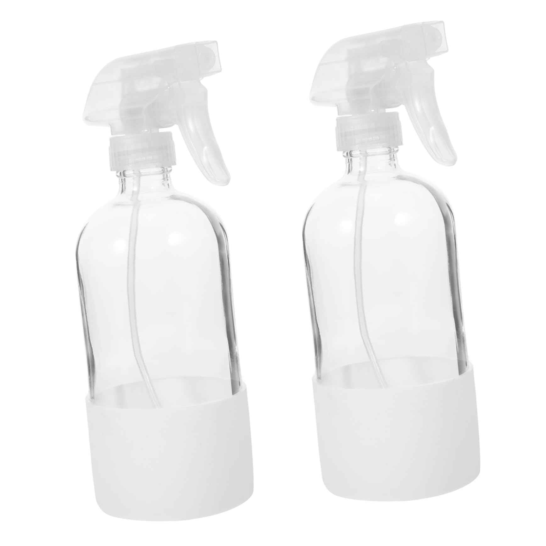 Bottiglia Spray 500ml in Vetro con Rivestimento in Silicone, 2 Pezzi | Nebulizzazione Fine, Bianco Moderno, Flaconi Vuoti Riutilizzabili per Uso Quotidiano