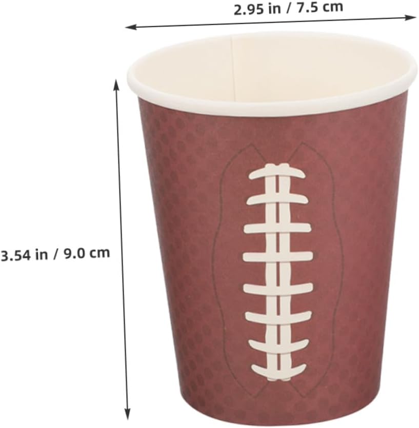 48pcs Rugby Paper Cups Disposable Drinking Cups Brown Color Sports Party for Game Day Tailgating Birthday Celebrations