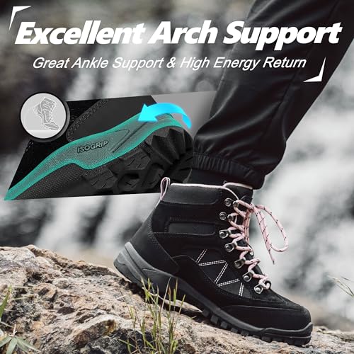 Image of R CORD Hiking Boots Women Waterproof Womens Hiking Boots for Outdoor Trekking Camping Trail Outdoor Hiking Shoes for Women