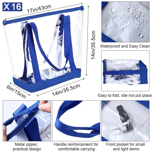 Image of Silkfly Clear Tote Bags Bulk, PVC Shoulder Handbag, Security Approved See Through Bag with Zipper Closure for Work