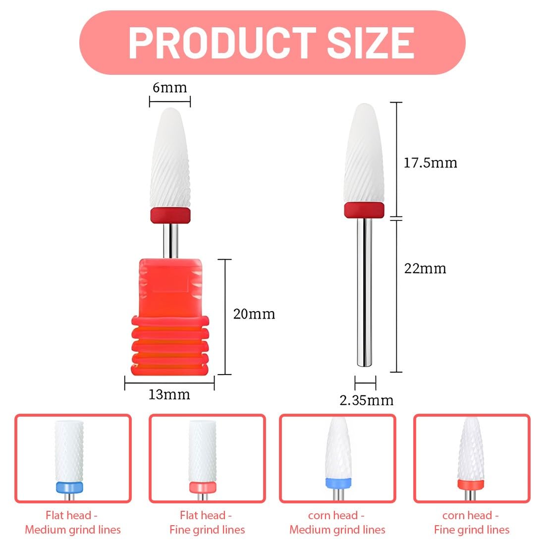 4 Pezzi Punte Fresa Unghie In Ceramica Per Manicure Pedicure Professionale, Set di punta levigatrice unghie, Punta Fresa Rimozione Gel, Fresa Per Cuticole E Unghie Naturali O Ricostruite