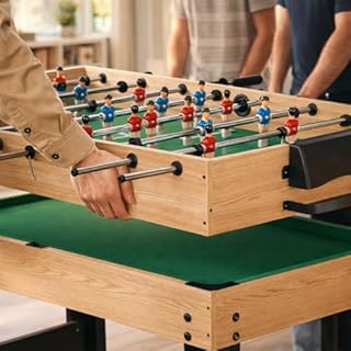 Rioloiuy 12-in-1 Game Table for Home - Foosball Table, Air Hockey Table, Pool Table & More! - Ideal for Game Rooms and Family Game Nights!, Wood-1