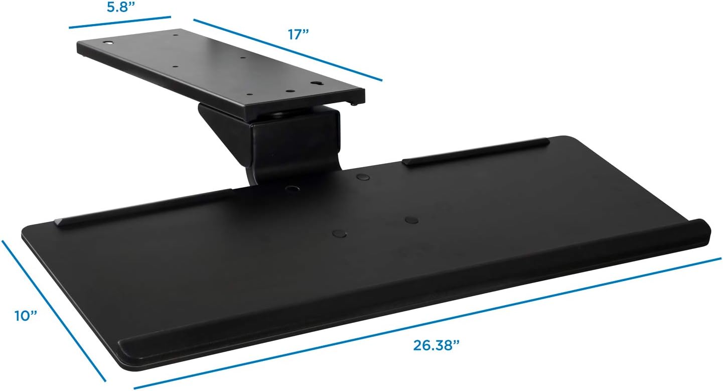 Black Adjustable Under Desk Keyboard Tray with Gel Wrist Pad