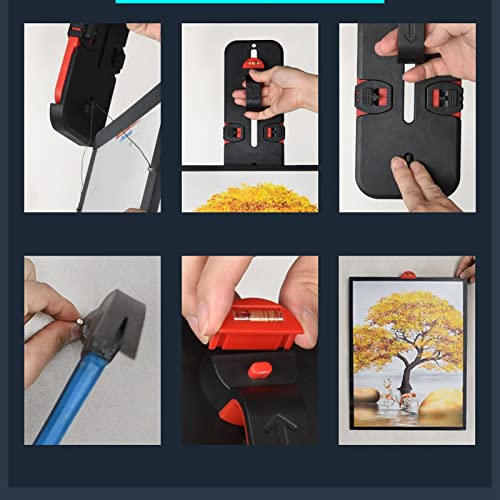 Image of Picture Hanging Tool with Bubble Level Easy Frame Picture Hanger Wall Hanging Kit,Photo Frame Hanging Leveling Tool for Decoration (Black Red Hanging Tool)