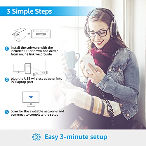 L-Link Usb Wifi Adapter For Pc: 1200Mbps Dual 5Dbi Antennas 5G/2.4G Usb Wireless Network Adapter For Desktop Laptop - Wifi Dongle Supports Windows 10/8/8.1/7/Vista/Xp/Mac Os(Black) #TOP5