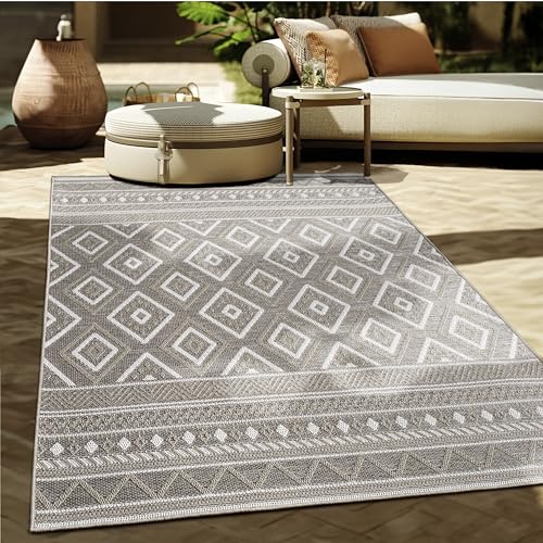 Paco Home In-& Outdoor Teppich Balkon Terrasse Küchenteppich Modernes Boho Ethno Muster...