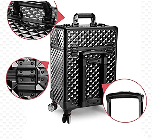 Image of Adson Professional Beauty Makeup Cosmetic Aluminium Vanity Trolley (Black)