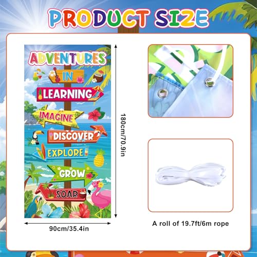Wiooffen Hawaii Classroom Door Cover Decoration Summer Back to School Classroom Decor Adventures In Reading Wall Door Banner Signpost Porch Backdrop Sign for Kindergarten Preschool Elementary - Image 2